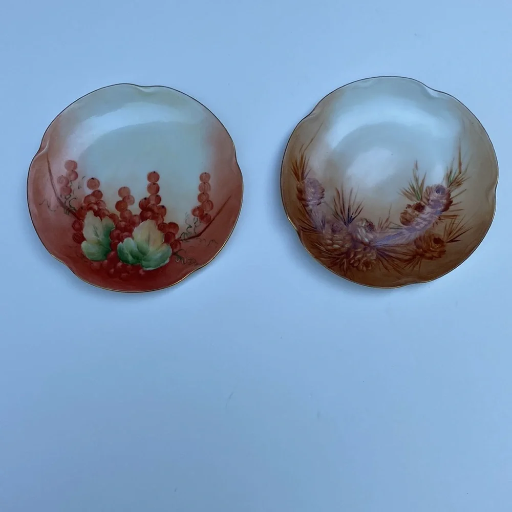 Antique Louise Bavaria Beautifully Painted Lot of 2 Bread Plates Stamp on back